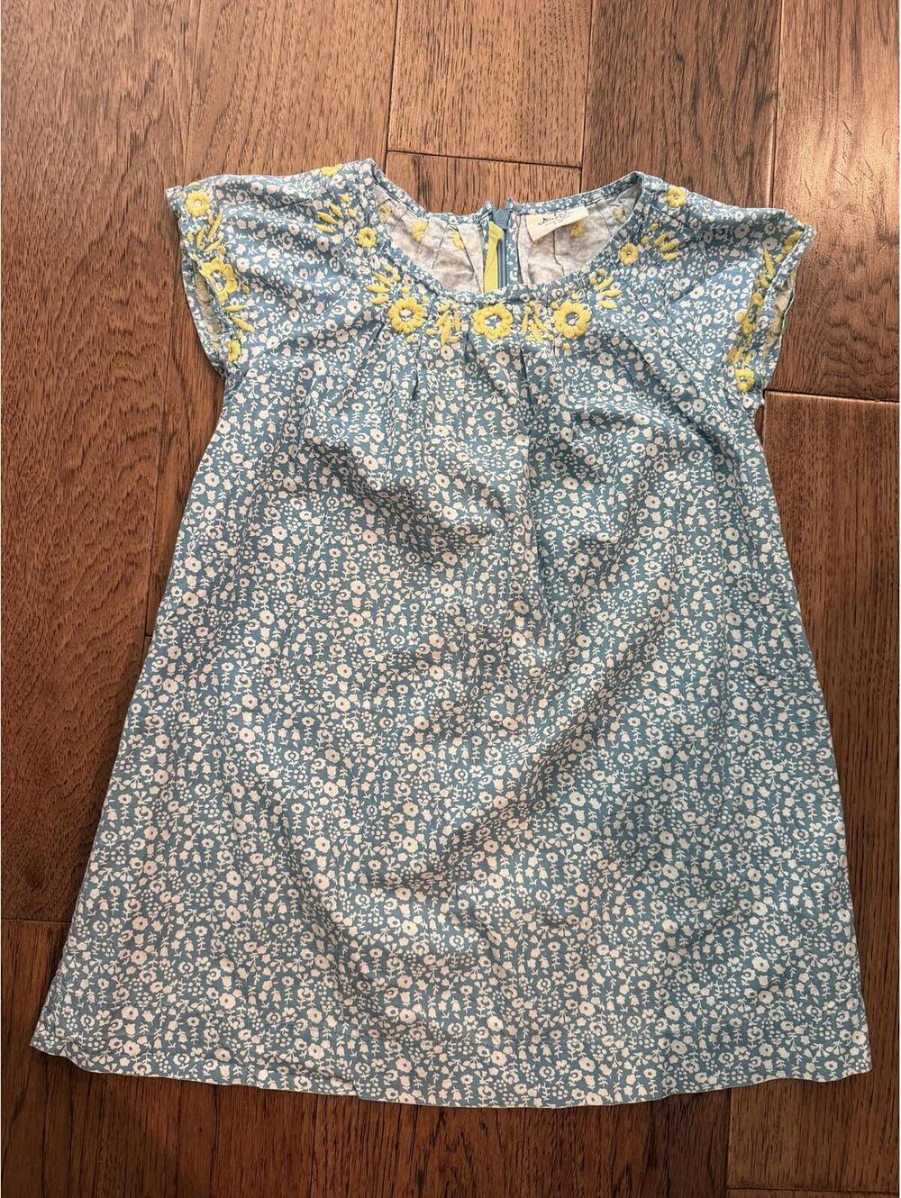 Boden Girls Blue Floral Embroidered Dress Size 4-5Y